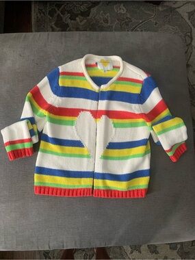 Kerri Rosenthal Heart 100% Cotton striped sweater XS
